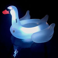 Swimline 90702 Giant LED Light-Up Swan Ride-On Pool Float