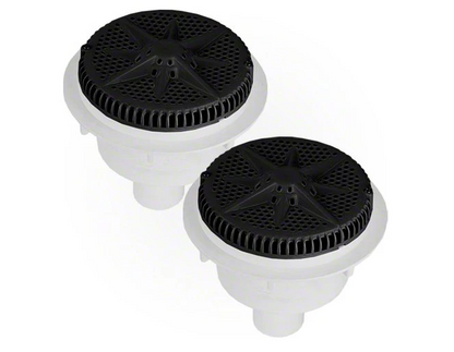 Pentair | 500121 | Black StarGuard 8" Main Drain with Dual 2" Bottom Ports ABS Sump and Cover, 1.5" Slip x 2" Slip, Pack of 2