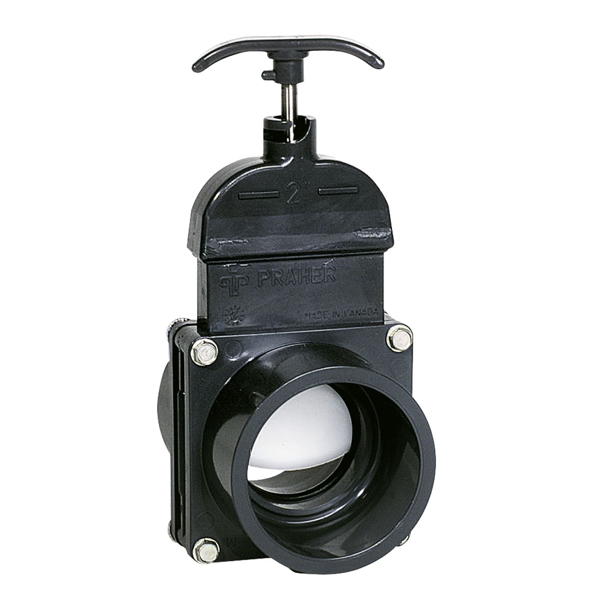 Praher 1-1/2" Knife Gate Valve 1 �" Mpt X 1 � Barb - White | 150-HBMT